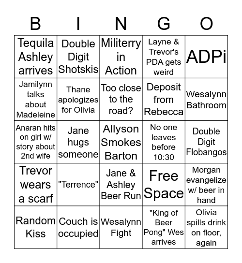 Ugly Christmas Party Bingo Card