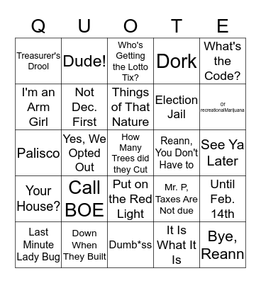 Holiday Bingo Card