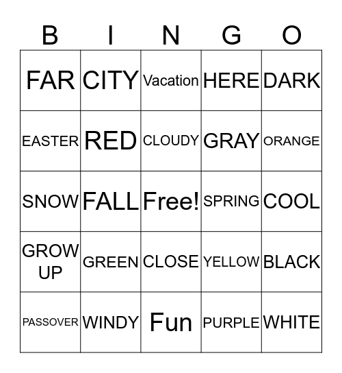 Master ASL Unit 3 Bingo Card