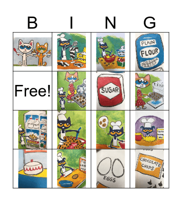 Pete the Cat's Groovy Bake Sale Bingo Card