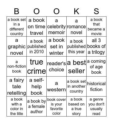 Book Bingo 2020 Bingo Card