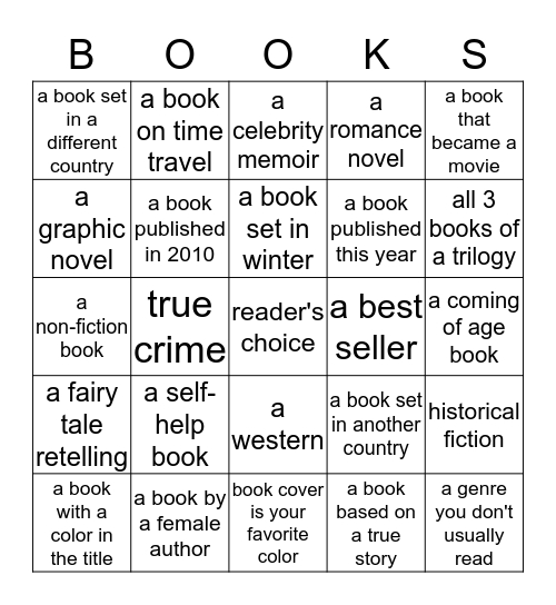 Book Bingo 2020 Bingo Card