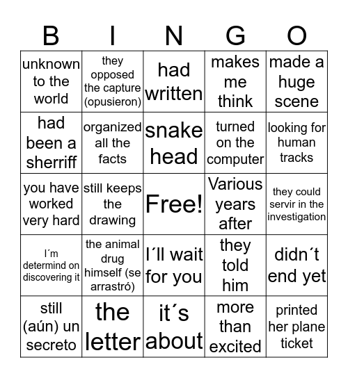 En Busca capítulo 4 Bingo Card