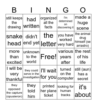 En Busca Capitulo 4 Bingo Card