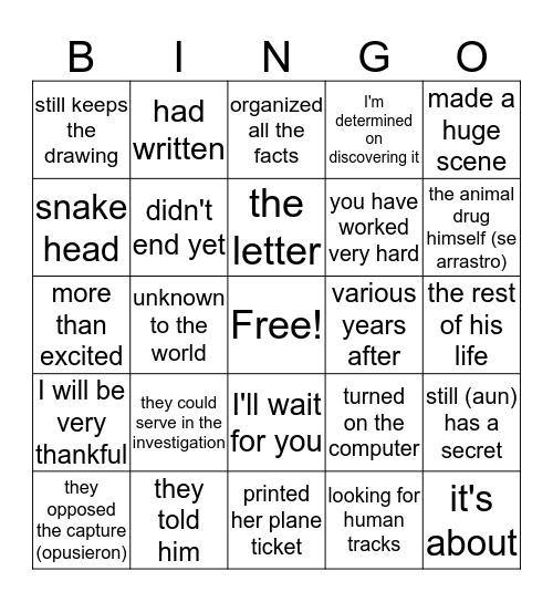 En Busca Capitulo 4 Bingo Card