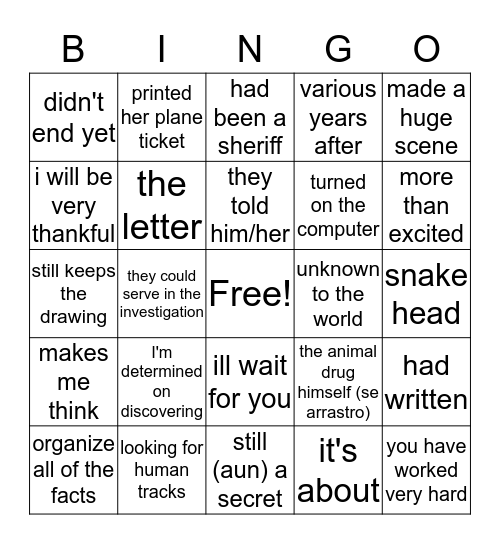 En Busca capitulo 4 Bingo Card