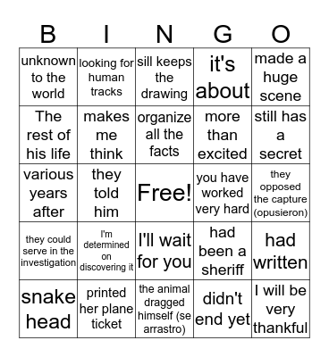 En Busca Capitulo 4 Bingo Card