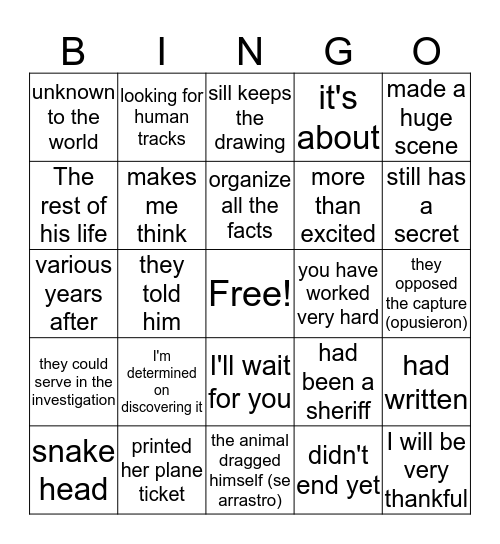 En Busca Capitulo 4 Bingo Card