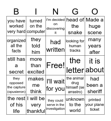 En busca capítulo 4 Bingo Card