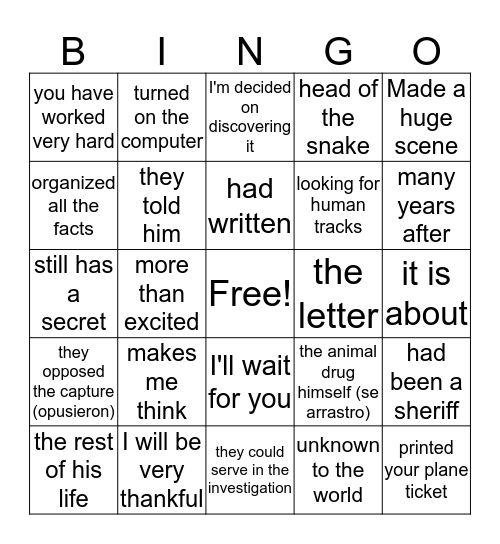 En busca capítulo 4 Bingo Card