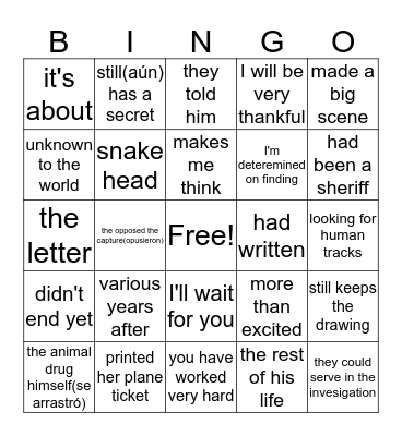 En Busca Capítulo 4 Bingo Card