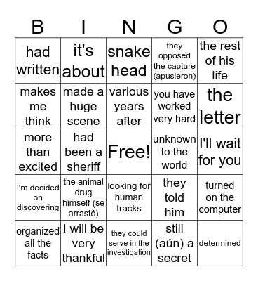 En Busca capítulo 4 Bingo Card