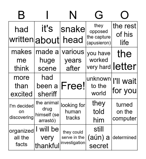 En Busca capítulo 4 Bingo Card