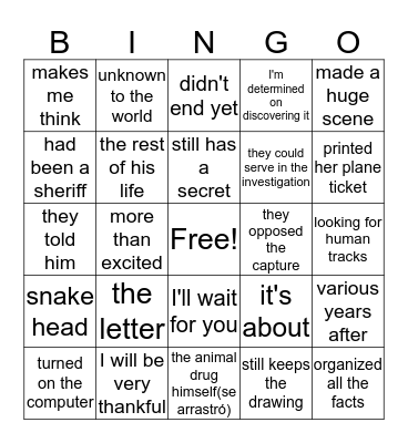 En Busca capítulo 4 Bingo Card