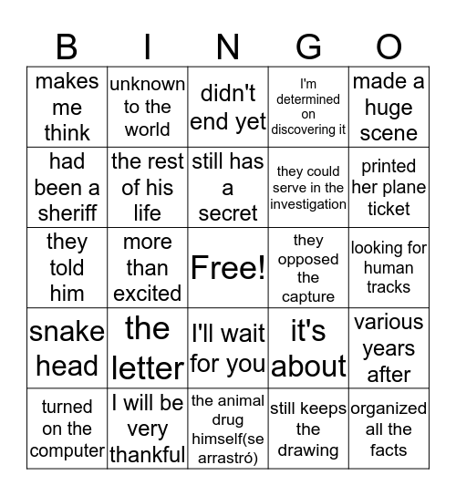 En Busca capítulo 4 Bingo Card