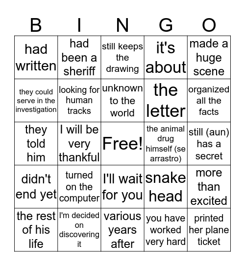 En Busca Capitulo 4 Bingo Card