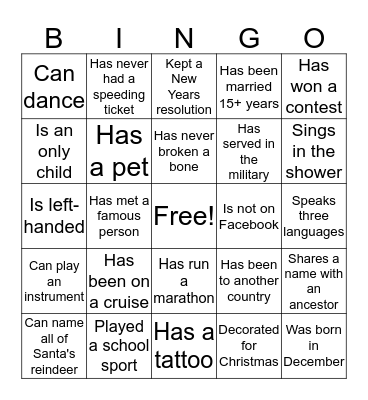 Find Someone Who Bingo Card