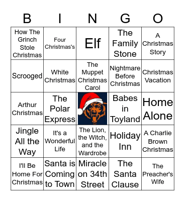 Arise Christmas Movie Bingo Card