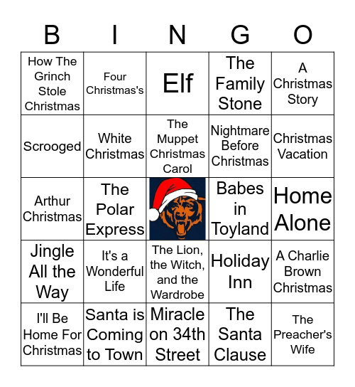 Arise Christmas Movie Bingo Card