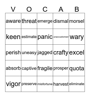 Lesson 19-20 (Review Misc.) Bingo Card