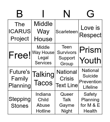 Resource Guide Bingo Card