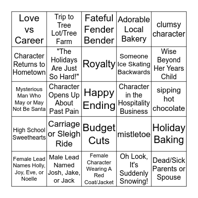 Christmas Movie Bingo Card