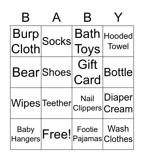 Baby Is Coming Bingo Card