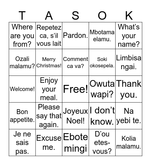 TASOK Talk Bingo Card