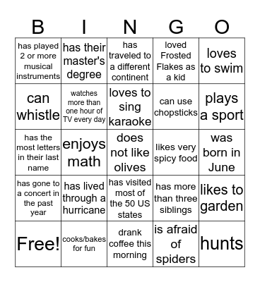 Find someone who... Bingo Card