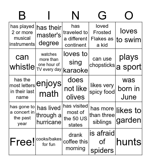 Find someone who... Bingo Card