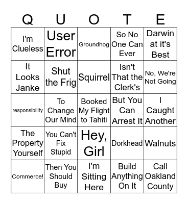 Holiday Bingo Card