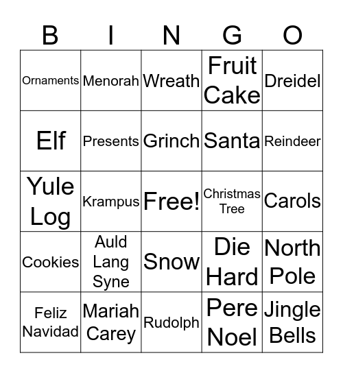 Holiday Bingo Card