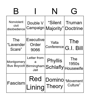 7B Final Key Word Bingo Card