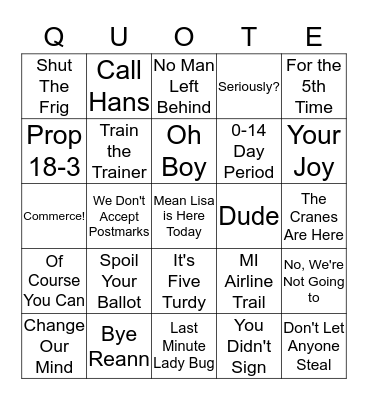 Holiday Bingo Card