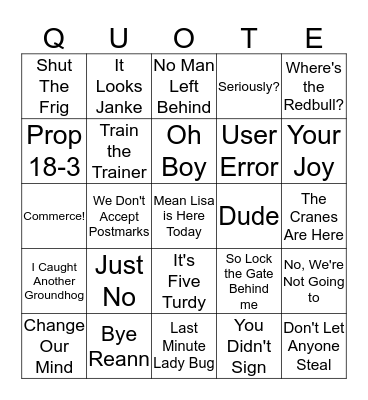 Holiday Bingo Card