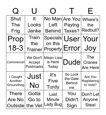 Holiday Bingo Card