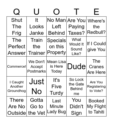 Holiday Bingo Card