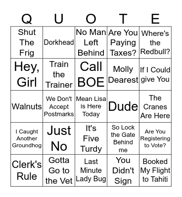 Holiday Bingo Card
