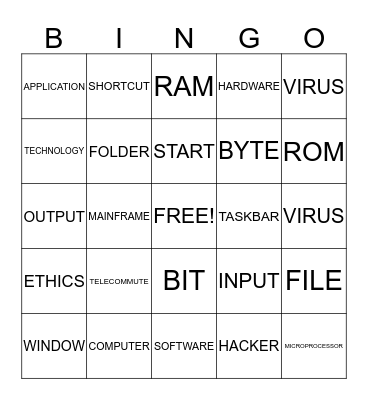 BUSINESS ED BINGO Card