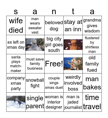 Cheesy Christmas Movie Bingo Card