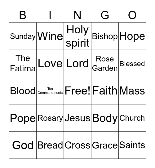 Jesus Bingo Card