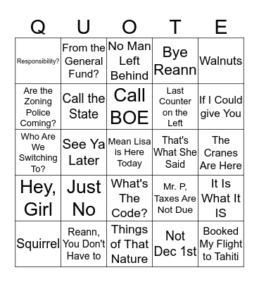 Holiday Bingo Card