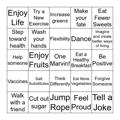 Marvin - Ripley Wellness Bingo 2020 Bingo Card