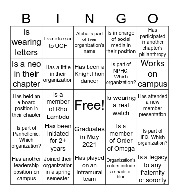 FSL Human Bingo Card