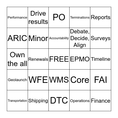 GEODIS BINGO Card