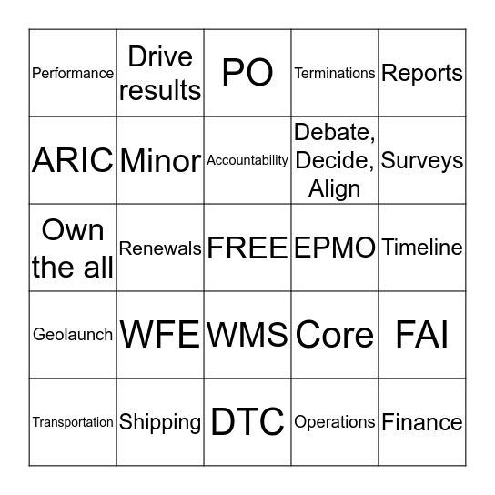 GEODIS BINGO Card