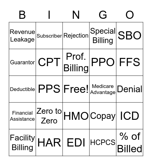 Revenue Cycle Bingo Card