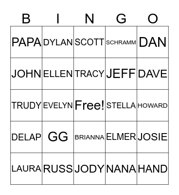 OUR FAMILY Bingo Card