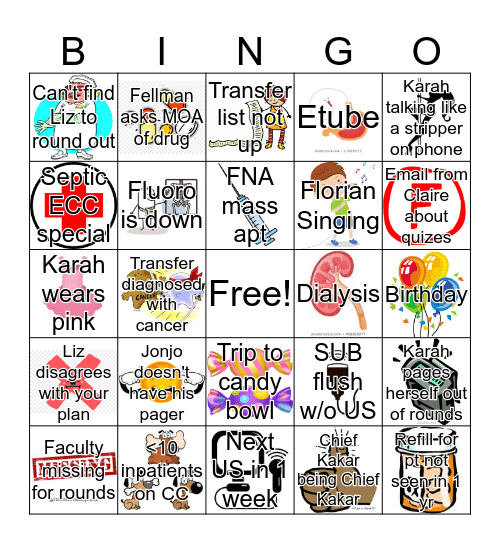 Medicine Bingo Card