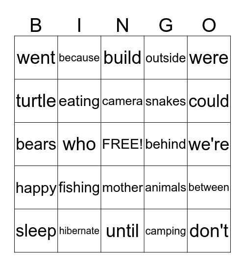First Grade Bingo Card